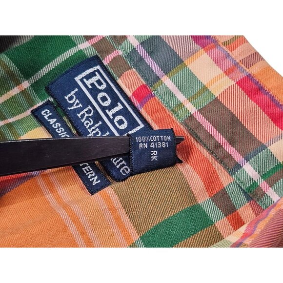 VTG Polo Ralph Lauren Pearl Snap Classic Western Shirt Men Medium Colorful Plaid - Picture 4 of 10